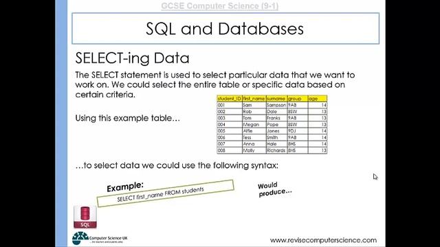 12 SQL - GCSE Computer Science - www.revisecomputerscience.com смотреть онлайн