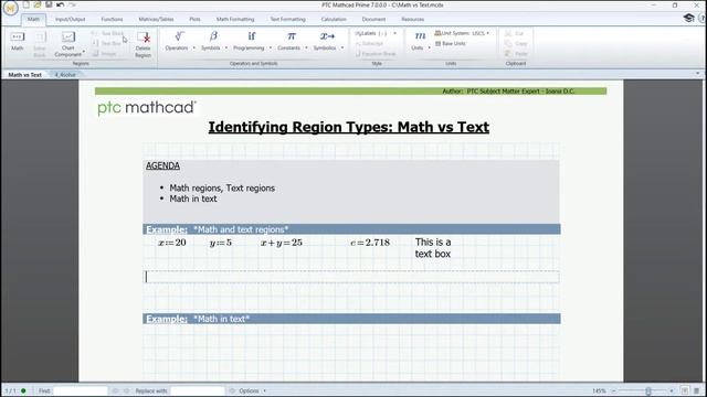 Math and Text Region Types in PTC Mathcad Prime смотреть онлайн