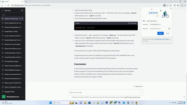 Installing VS Code Python writing hello world Python code смотреть онлайн