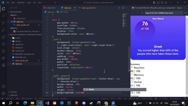 Results summary component | Frontend Mentor | #Day6 смотреть онлайн
