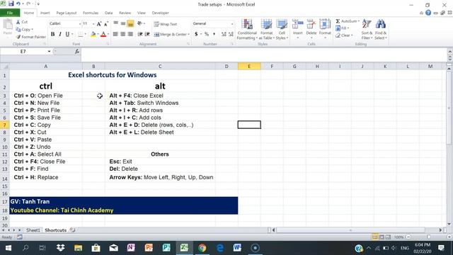 Cách sử dụng phím tắt trong excel bắt đầu với Alt смотреть онлайн