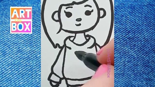 Как нарисовать человечка игры ТОКА БОКА пошагово ?Drawing TOCA BOCA Girl StepBYstep