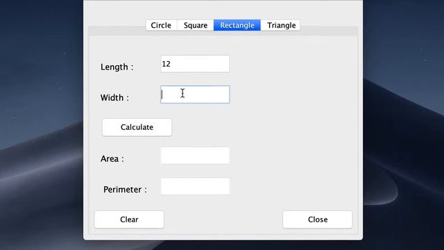 java swing rectangle, circle, square calculation смотреть онлайн