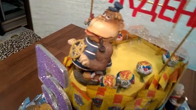 Корабль из соков и Барни, на мой день рождения!!! Сделала мама!!! смотреть онлайн