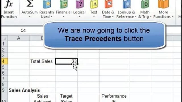 MS Excel 2010:Tracing Precedent смотреть онлайн