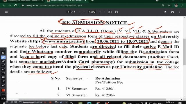Rajasthan University B.A. LLB (Hons) Re-admission Form !! UOR Latest Update Today смотреть онлайн