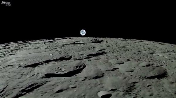 Earthrise -planet Earth Seen From The Moon -Real Time Journey Across The Lunar Surface