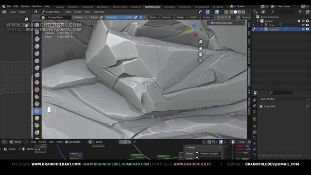 Quick 3D Sculpting Workflow | Stylised ROCK In Blender 3.5 (Timelapse) 3D High Poly Model
