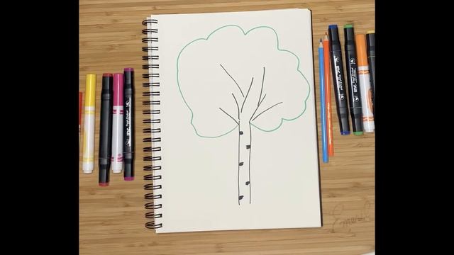 Урок рисования для детей от 2-3 лет. Рисуем Березку! смотреть онлайн