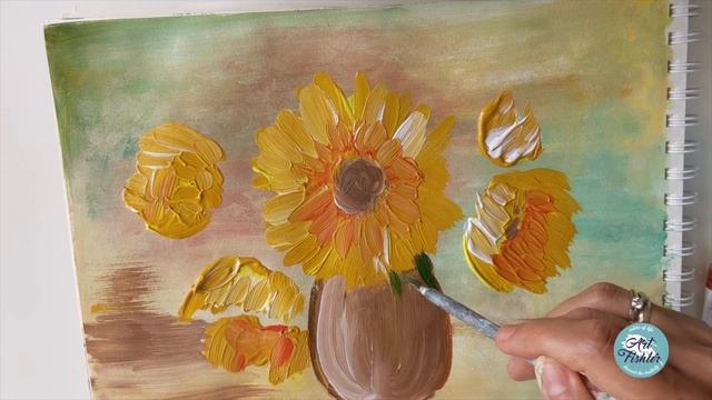 ПОДСОЛНУХИ акрилом для начинающих! смотреть онлайн