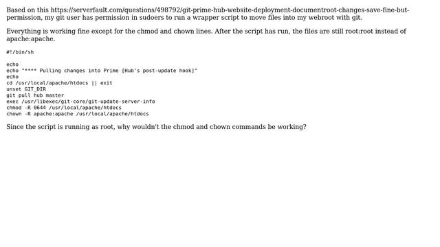chmod and chown not working in sudo called script смотреть онлайн