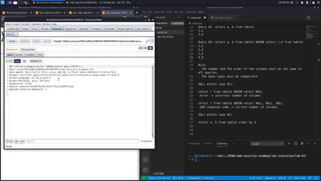 SQL Injection - Lab #3 SQLi UNION attack determining the number of columns returned by the query смотреть онлайн