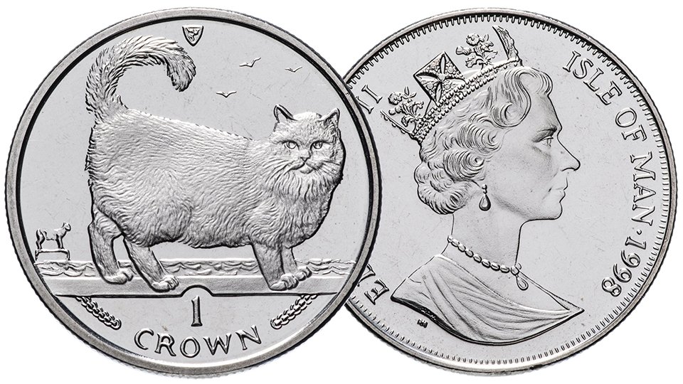 1 крона Острова Мэн 1998 года. Бирманская кошка. смотреть онлайн