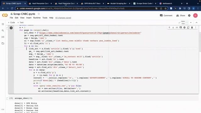 Scraping Berita Online pada Situs CNBC Menggunakan Google Colab смотреть онлайн
