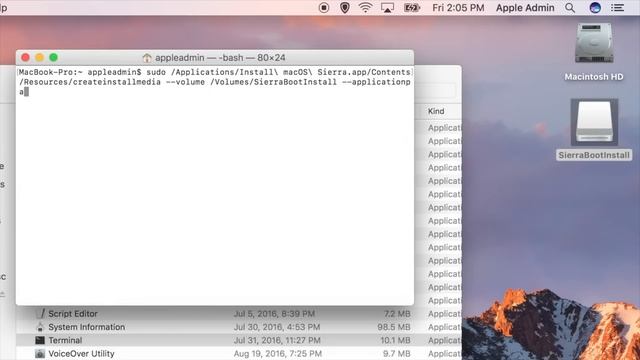 Create a Bootable USB Sierra Installer in Mac OS X 10.12 смотреть онлайн