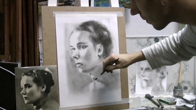 Портрет сухой кистью. Женский портрет с технике сухой кисти смотреть онлайн