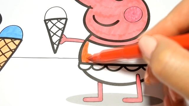 Peppa Pig and George on the beach coloring Свинка Пеппа и Джордж на пляже раскраска смотреть онлайн