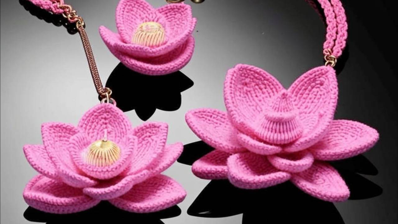 ВЯЗАНИЕ. Украшения, с цветами и листьями от нейросети. ПОДБОРКА №10. смотреть онлайн