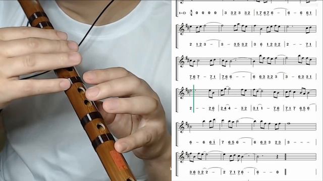 D key dizi practice with staff notation and number notation D调竹笛基本指法 动态乐谱(Dizi model:A003) @Dan Tan смотреть онлайн