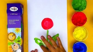 Как нарисовать ЦВЕТОК - Пальчиковые краски для детей