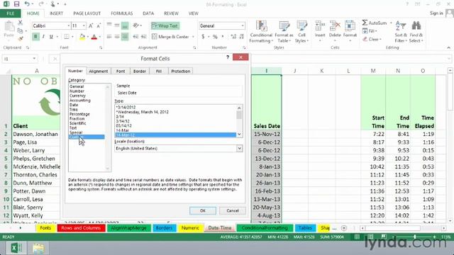 Excel 2013 Training Tutorials-04 Formatting (Date & Time) смотреть онлайн