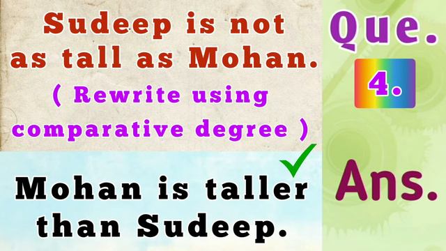 Sudeep is not as tall as Mohan. ( Rewrite using comparative degree ) смотреть онлайн