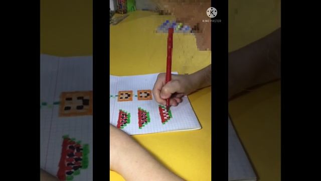 Как поэтапно нарисовать арбуз и хеллоуинскую ?(тыкву) по клеточкам смотреть онлайн