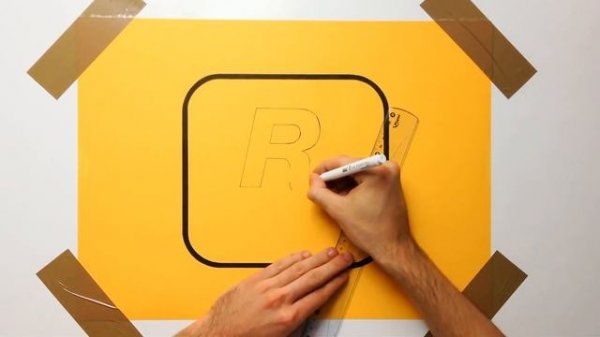 How To Draw Rockstar Grand Theft Auto GTA Logo - Fan Art Speed Drawing