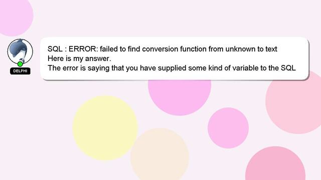 SQL : ERROR: failed to find conversion function from unknown to text смотреть онлайн