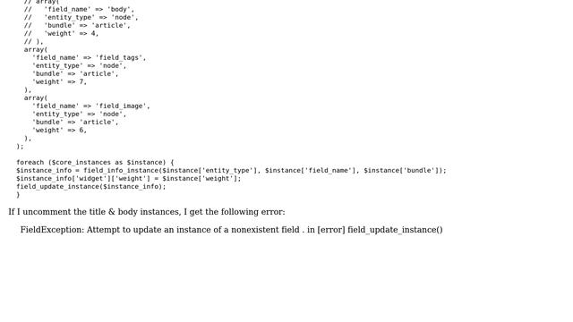 Drupal: Are node title & body instances update-able through the field API? смотреть онлайн