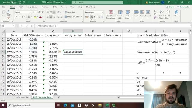 Do stock returns follow random walks? - Variance ratio test (Excel) смотреть онлайн