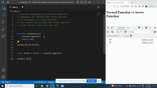 Difference between normal & arrow function | JavaScript Tutorials in Hindi | Interview Question #26 смотреть онлайн