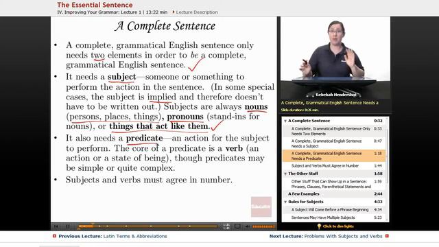 "The Essential Sentence" | Advanced English Grammar with Educator.com смотреть онлайн