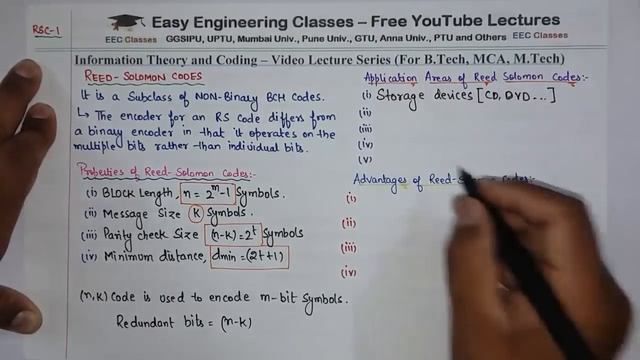 L48: Reed Solomon Codes | Error Control Coding | Properties, Advantages, Generator Polynomial | ITC смотреть онлайн