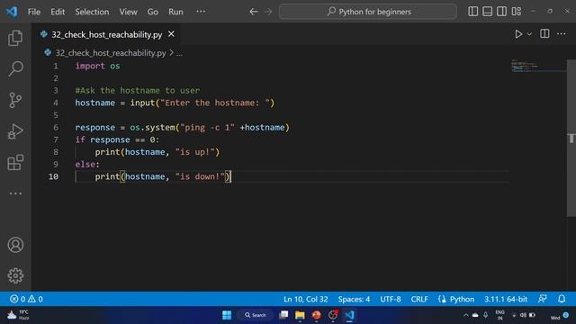 #32 Exercise - Check Host Reachability Using the Ping command in Python. #python #programming смотреть онлайн