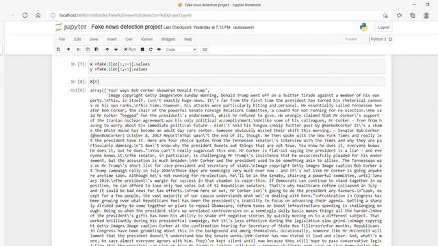 Fake news detection project Jupyter Notebook and 1 more page Personal Microsoft Edge 2021 07 смотреть онлайн