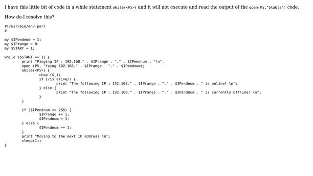 Cannot read output of open in Perl смотреть онлайн