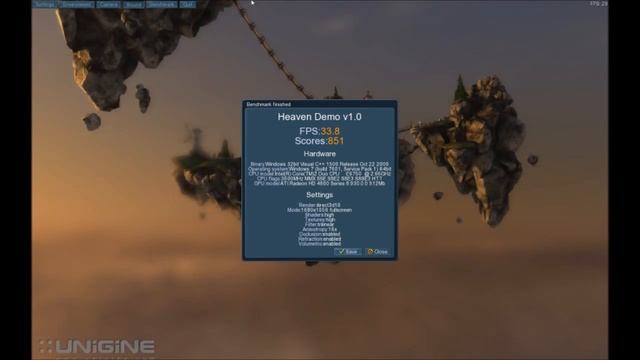 Heaven Benchmark v1.0 na Core 2 Duo 2.66GHz ,RAM 4GB ,HD4870 512MB GDDR5 смотреть онлайн