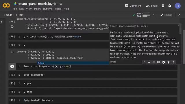 create sparse matrix in PyTorch смотреть онлайн