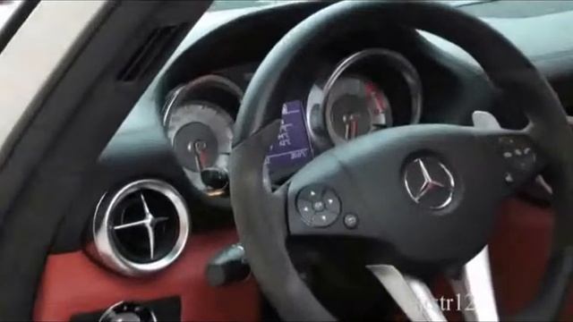 White Mercedes SLS AMG Inside and Revs смотреть онлайн