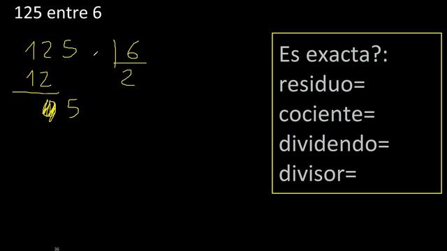 Dividir 125 entre 6 , residuo , es exacta o inexacta la division , cociente dividendo divisor ? смотреть онлайн