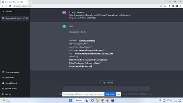 Use of ChatGPT for generating Organization Schema. смотреть онлайн