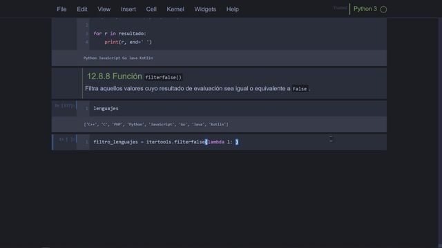 Pandas Taller: 219 Filtrar Valores Equivalentes a False con la Función filterfalse() de itertools смотреть онлайн