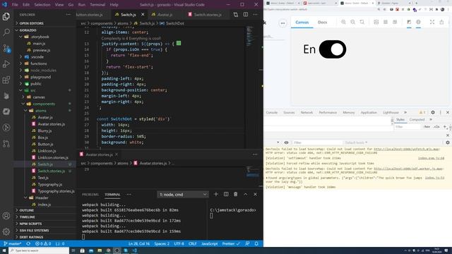Создаем компонент Switch в Storybook