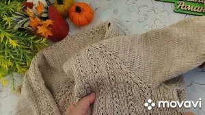 Вязание. КАРДИГАН РЕГЛАНОМ СВЕРХУ С ЦЕЛЬНОВЯЗАННОЙ ПЛАНКОЙ. Готовая работа. Обзор.