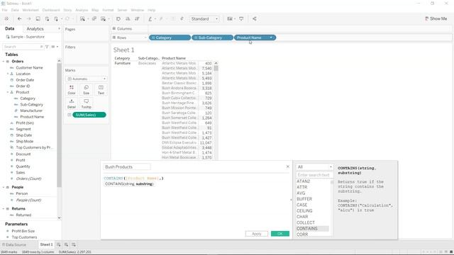 Tableau Contains function for Conditional Search of String Values and Filtering Visualization смотреть онлайн