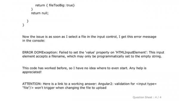 HTML : Angular 5 file upload: Failed to set the 'value' property on 'HTMLInputElement'