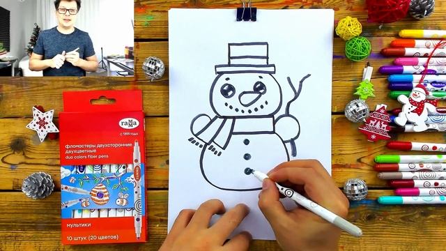 Как нарисовать СНЕГОВИКА фломестерами на Новый год смотреть онлайн