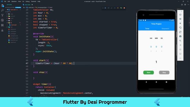 Timer App In Flutter | Learn Tabbar And Button States | By Desi Programmer смотреть онлайн