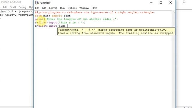 Python program to calculate the hypotenuse of a right angled triangle смотреть онлайн